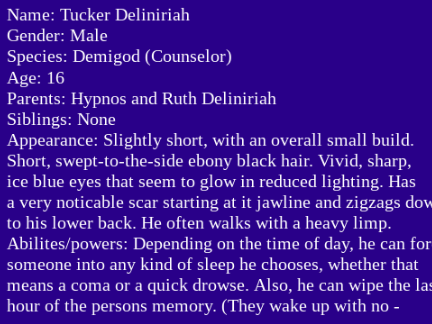 Tucker Deliniriah - Son of Hypnos