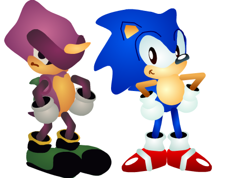 Classic japanese art style sonic and espio vectors
