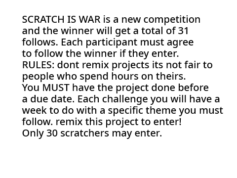 SCRATCH IS WAR SignUps