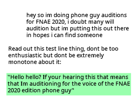 Dex's phone guy audition