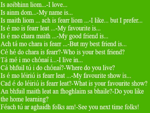 Irish Home Learning!