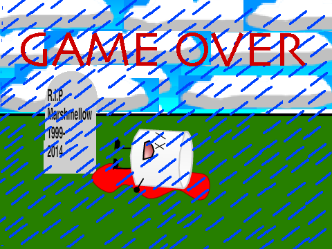 Marshmellow Adventures Game Over Screen.