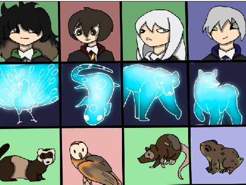 Harry potter OCs Irma, Newton, Fleur, and Norbert