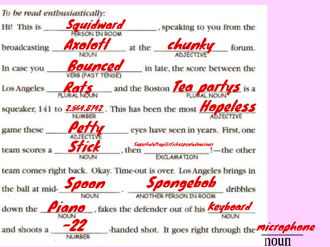 Mad Libs Contest!!! remix