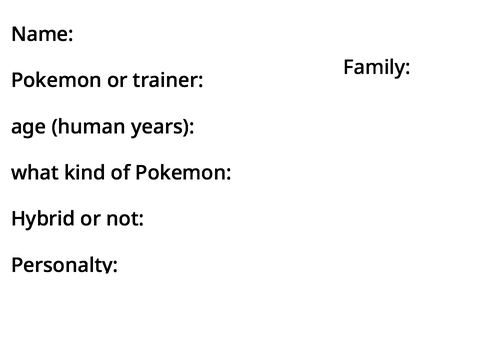 Pokemon Hidden woods sign up sheet 