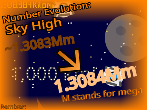 Number Evolution: Sky High { ~1.3083Mm → 1.3084Mm }