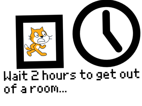 Wait 2 hours to get out of a room