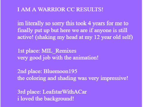 the project we've waited 4 years for (WARRIOR CC RESULTS)
