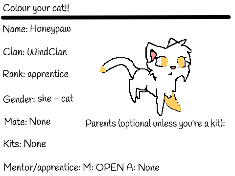 The Three Clans Sign - Up: Honeypaw