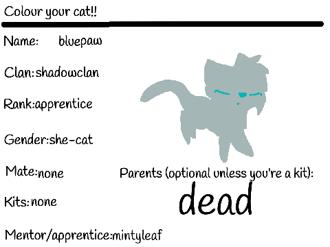bluepaw- apprentice of shadowclan