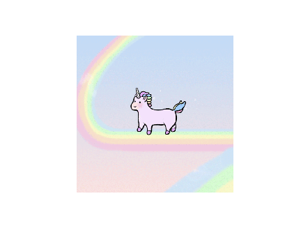 Unicorn walking on a rainbow GIF