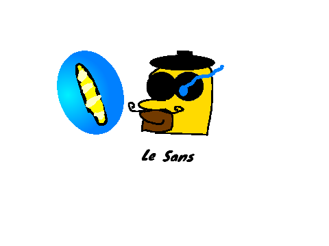 Le Sans holding a baguette 