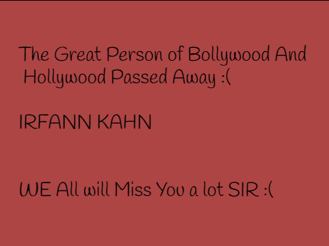 ~Tribute To Irfaan Khan 