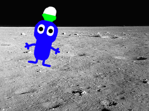 blue pikmin on the moon