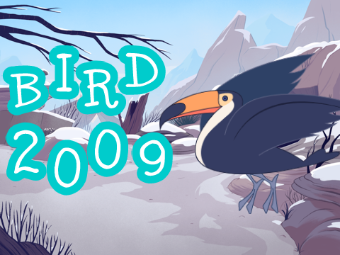 <*Bird dancing & croaking*>