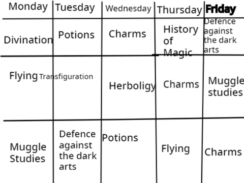 Slytherin Time Table  copy