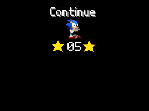 Sonic 2 Continue screen 