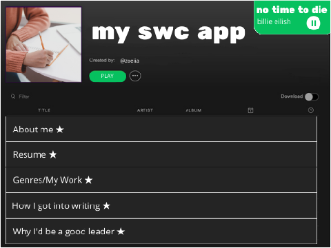 playlist / a swc app. ♫