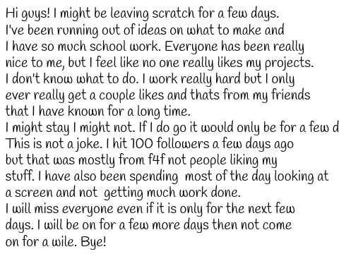 I might leave scratch for a few days.....