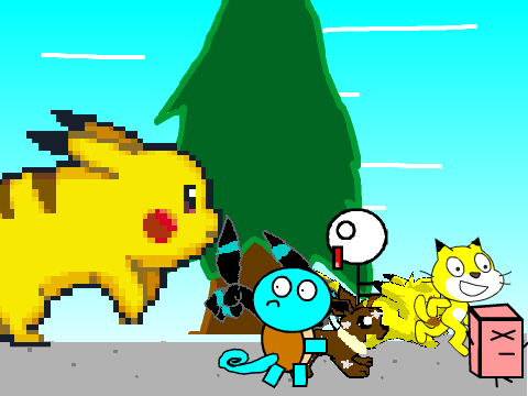 Add yourself running from a giant Pikachu!  remix remix remix