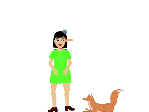 My oc with a badly animated fox ;-;