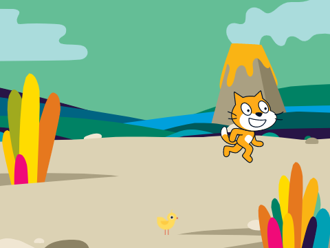 Cat catching chick game
