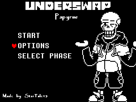 TS!UNDERSWAP PAPYRUS START MENU AND OPTIONS