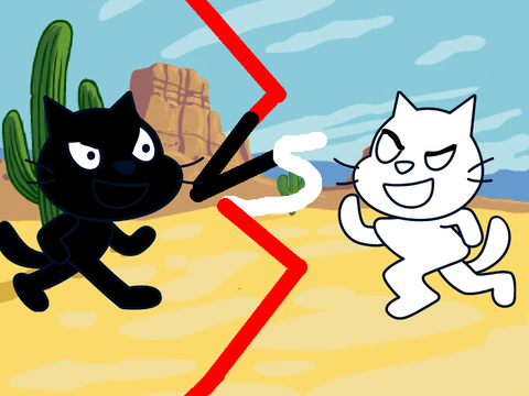 Black cat VS white cat