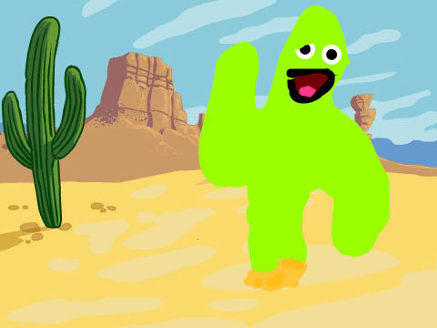 Sad Cactus in the Middle of the Desert