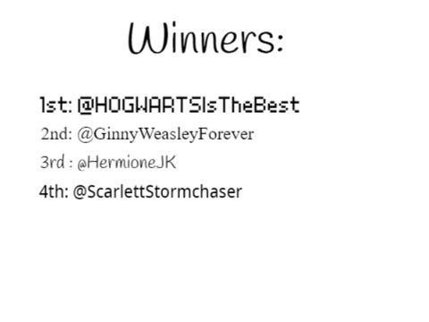 The winners to my Harry Potter Contest