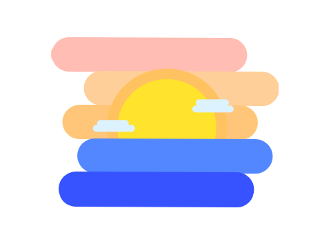 Sunset and Starry Night Flat Art