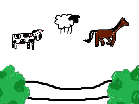 cow sheep horse pillow