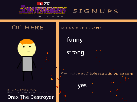 Scratchvengers: Endgame Sign Up Sheet