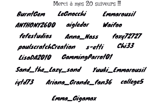 Merci à mes 20 suiveurs !!