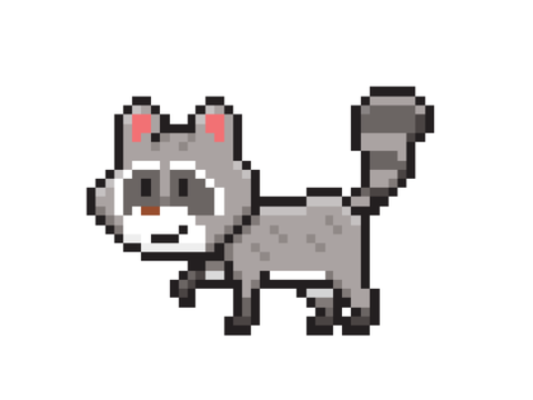My first pixel art! (raccoon!)