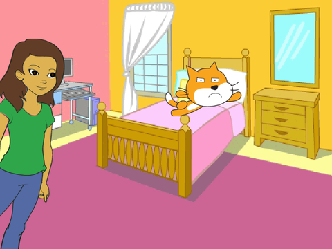 Scratch Cat does not like to get out of bed