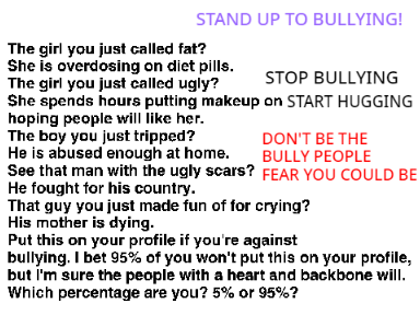 REMIX THIS AND PUT IT ON YOUR PROFILE YOU WANT TO STOP BULLYING!! The 5% with a heart will...… remix