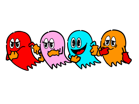Pac-Man Ghost Sprites: The Main 4 (Posing)