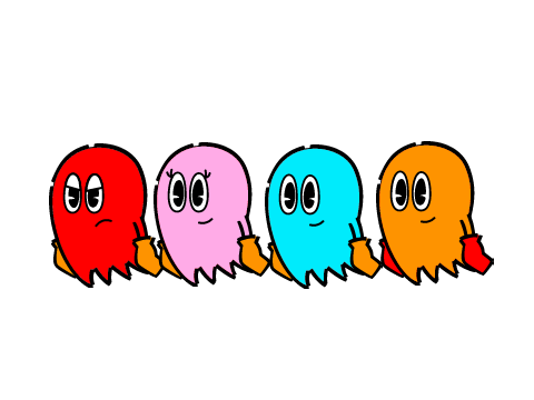 Pac-Man Ghost Sprites: The Main 4 (Non-Posing)
