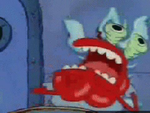 Mr. Krabs chokes as unfitting music plays