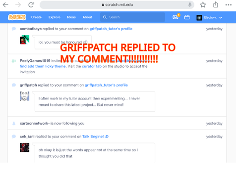 Griffpatch replied to my comment!!!