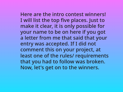 INTRO CONTEST WINNERS!