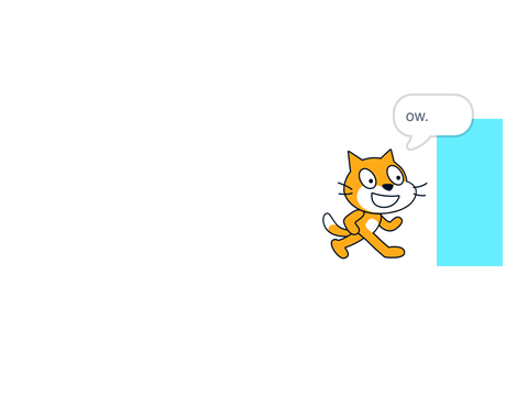 Scratch cat running into a wall