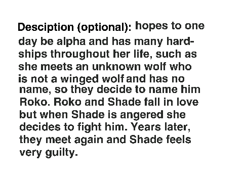 Kingdoms Of The Winged Wolves RPG Form Shade