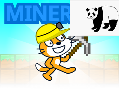 Miner panda and cat