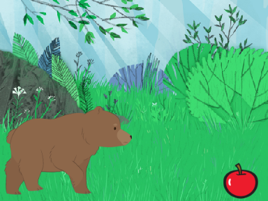 Bear chasing apple game
