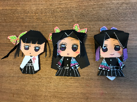 鬼滅の刃胡蝶3姉妹折り紙作ってみた！