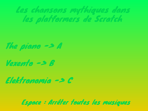 Les chansons mythiques des platformers de Scratch