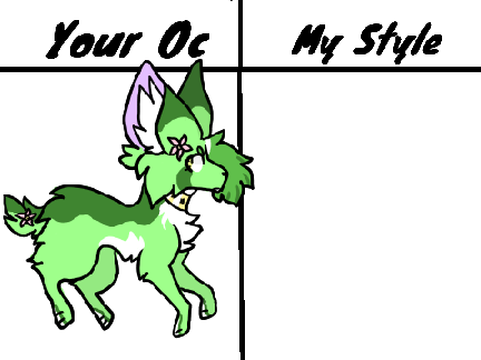 Put a picture of your oc and I'll draw it in my style! remix