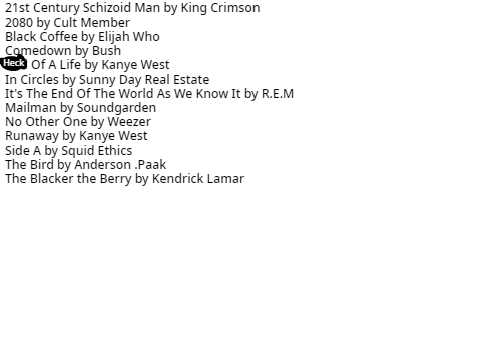 July 2020 Songslist